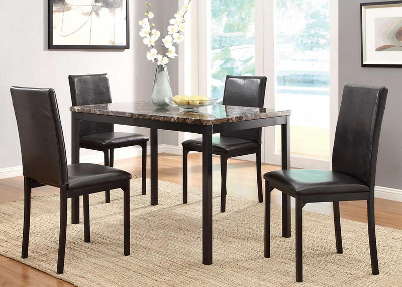 D275 - 5 Piece Dining Room Set (Table, 4 Chairs) - Dark Brown