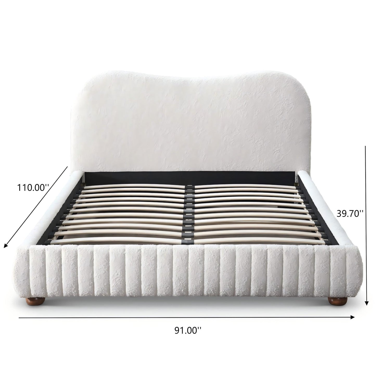 Norme - Queen Size Upholstered Low Profile Platform Bed - Cream