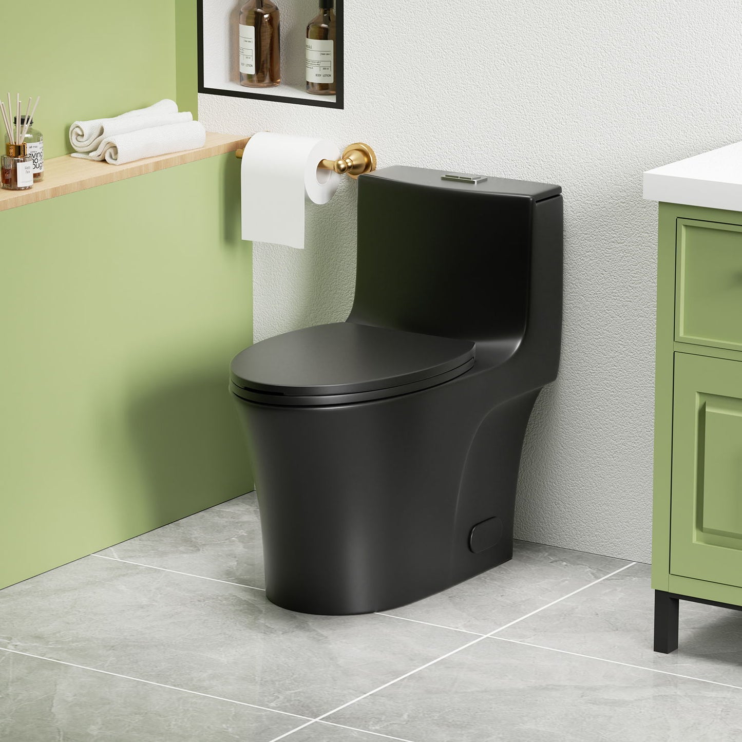 1 Piece Toilet With Dual Flush And Soft Closing Seat