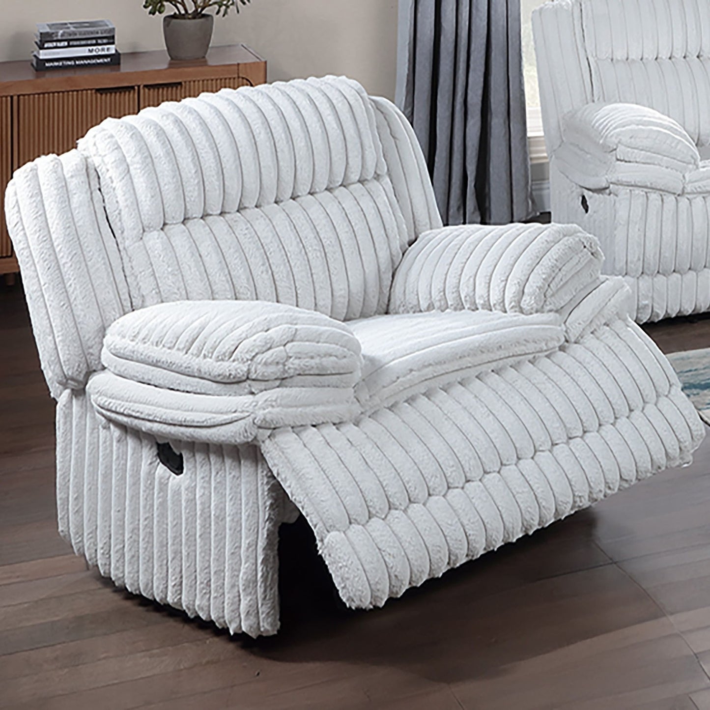 Contemporary Manual Motion Glider Recliner Chair With Padded Armrests And Smooth Rocking Function