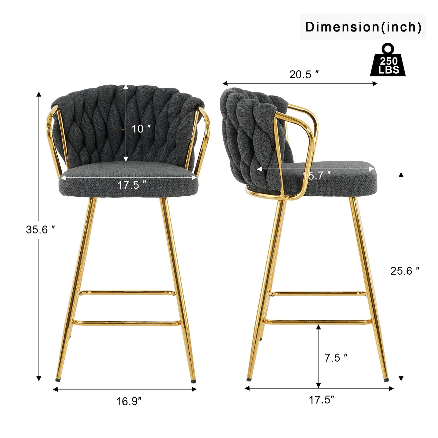 Modern Design High Stool With Plated Legs (Set of 2)