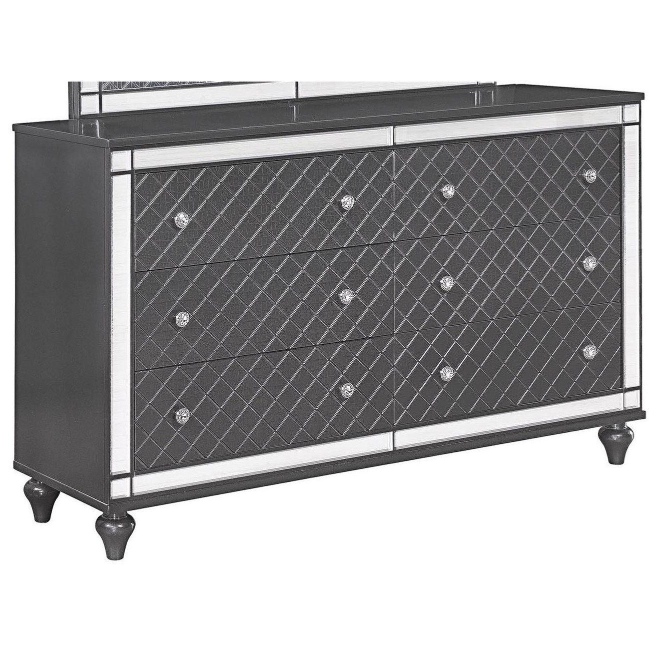 Glam 6-Drawer Dresser with Mirror Plating