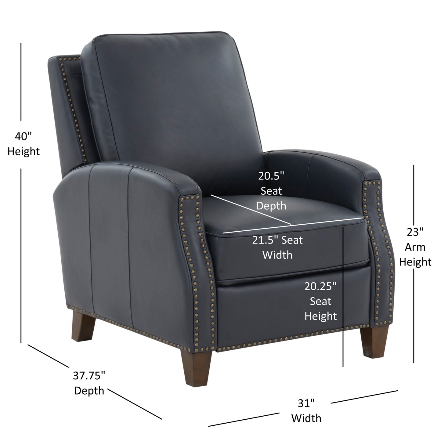 Jack - Push Back Recliner With Track Arms And Nailhead Accents