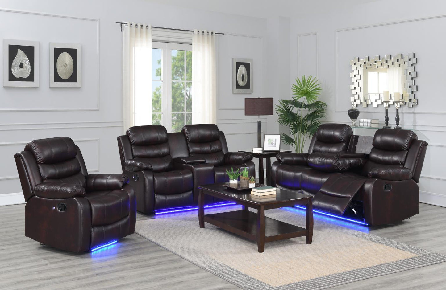 U155 - Motion LED Loveseat - Brown