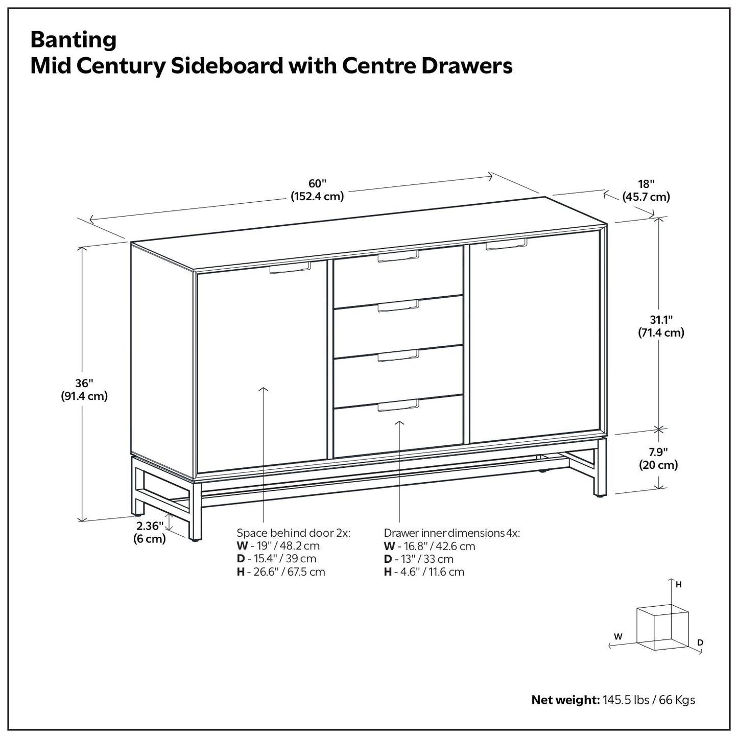 Banting - Sideboard With Centre Drawers
