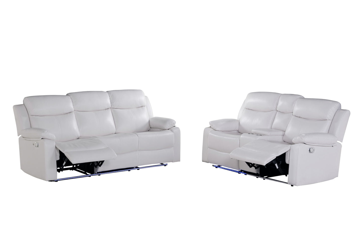 U6026 - 2 Piece Living Room Set (Reclining Sofa, Console Reclining Loveseat With LED And Speaker) - White