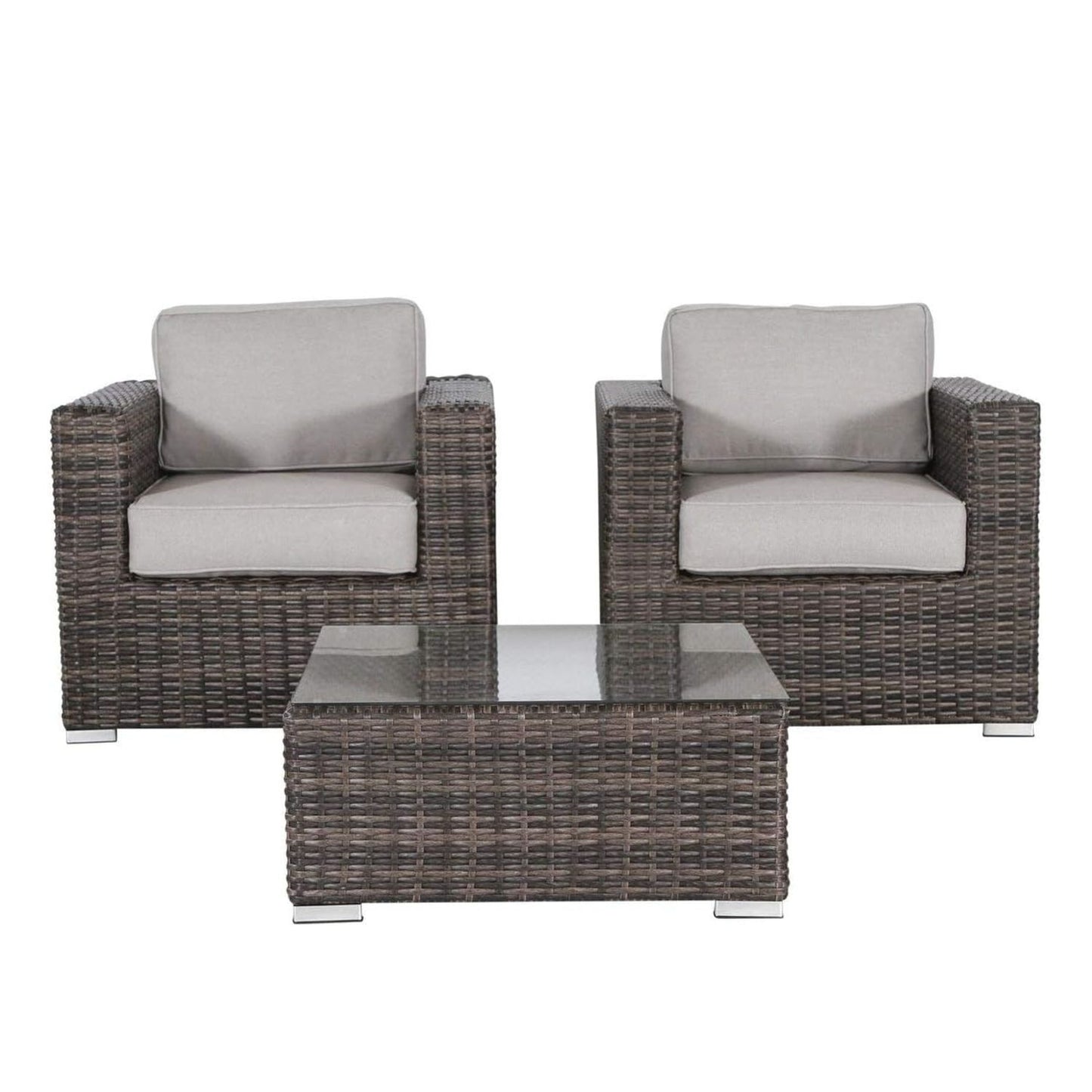 Wicker Seating Group Set With Table And Cushions