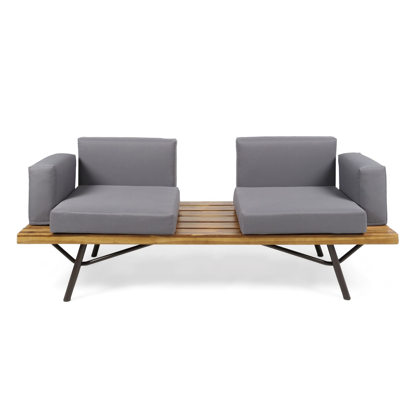 2 Piece Patio Set With Loveseat And Coffee Table - Natural / Dark Gray