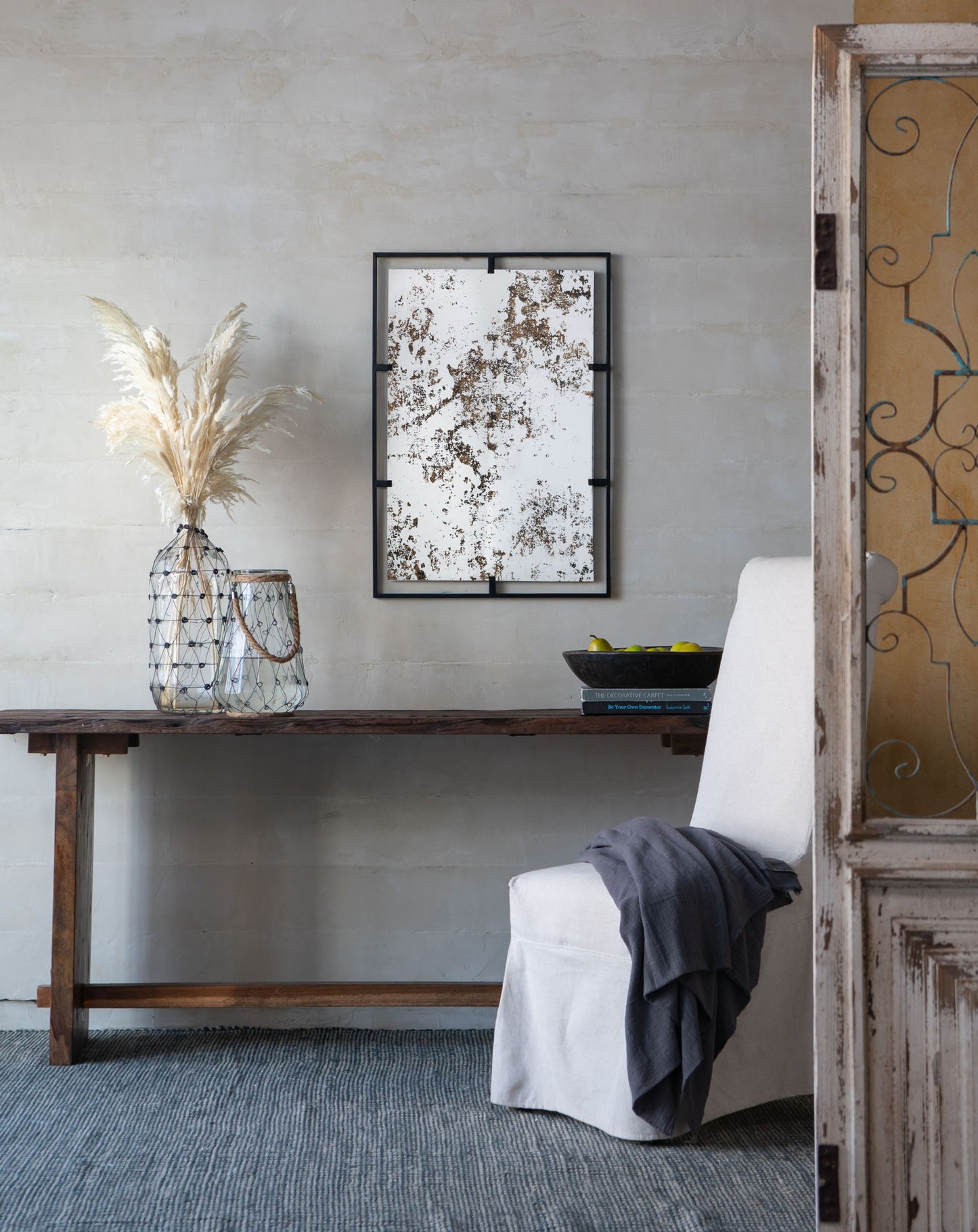 Rectangle Antiqued Wall Mirror Wall Mirror With Metal Frame, Home Wall Decor, Bedroom Living Room Entryway Wall Accent - Black