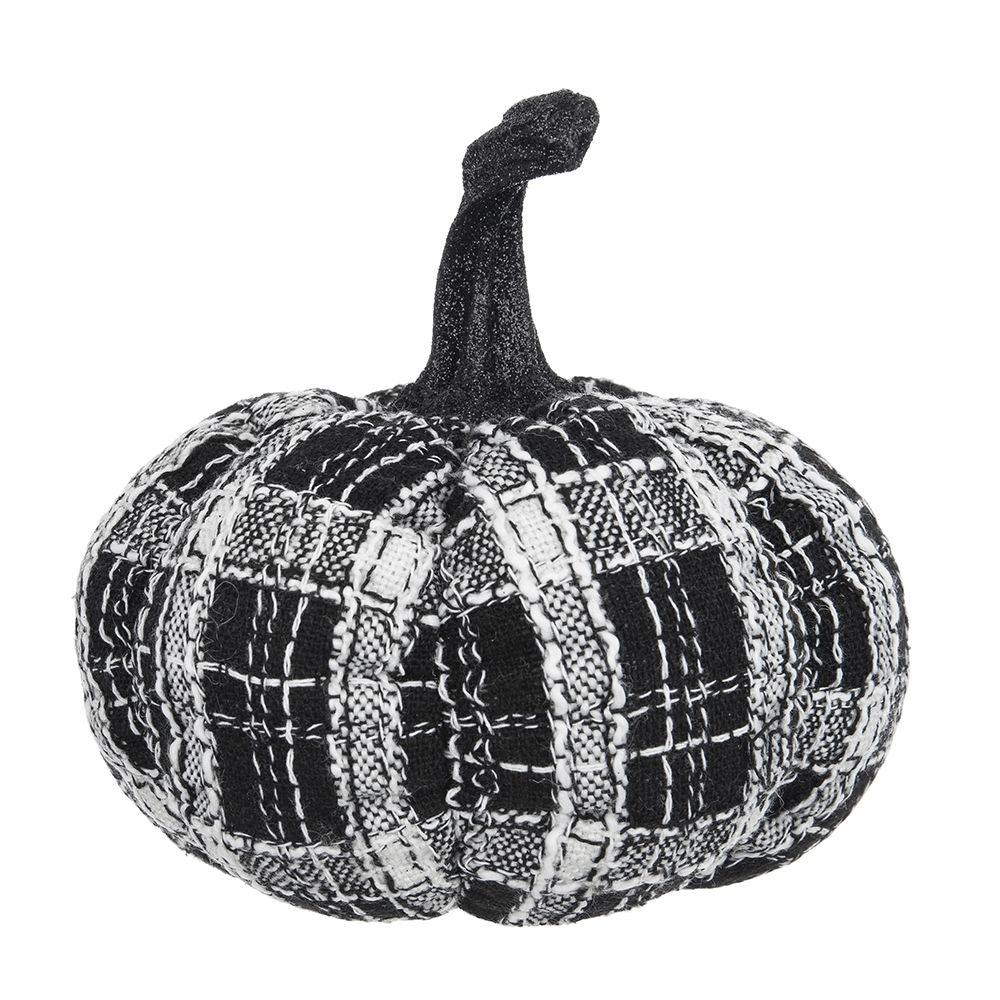 Light Plaid Pumpkin, For Holiday Halloween Decor - Black / White