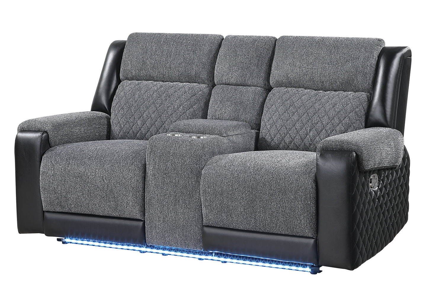 U5914 - 3 Piece Living Room Set (Reclining Sofa / Console Reclining Loveseat / Recliner) - Gray / Black