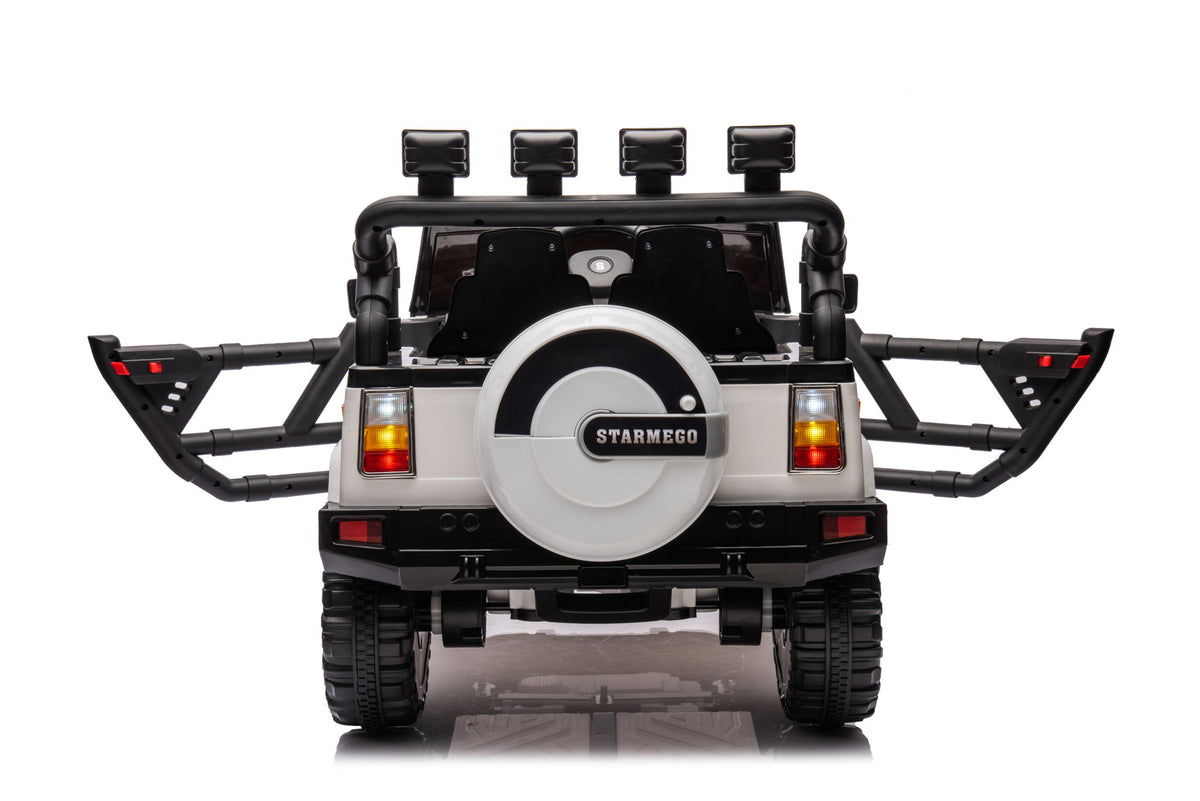 12V7A 30W*2 Four-Wheel Drive Seat One Button Start, Forward And Backward, High And Low Speed, Music, Front Light, Power Display, Two Doors Can Open, 2.4G R / C, Seat Belt Four Wheel Absorber