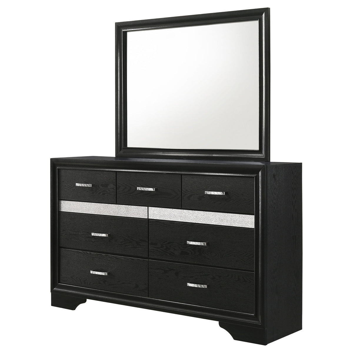 Annie - 7 Drawer Dresser With Mirror - Black