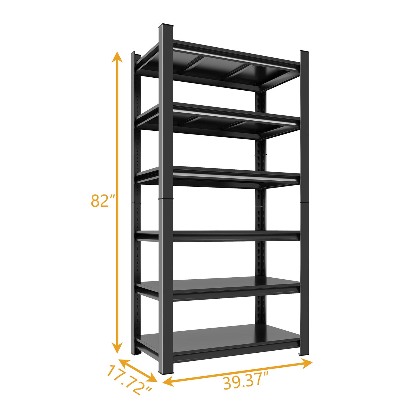 6 Tier Storage Rack, Garage Shelving, Adjustable Shelves & Reinforced Double Layer Uprights - Black