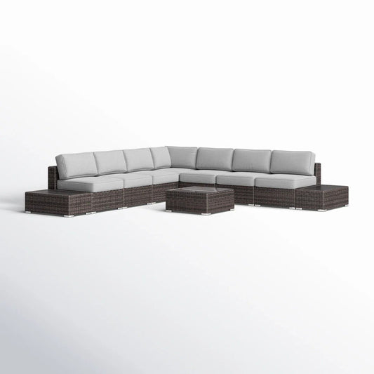 Wicker Sectional Seating Group With Plush Cushions