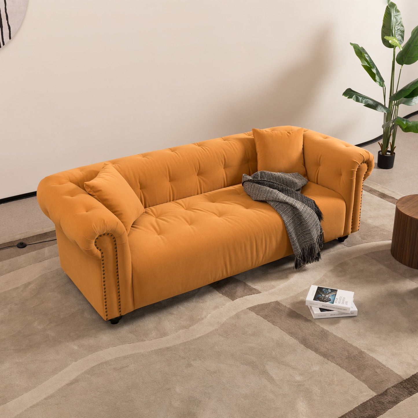 Vintage Medieval Style Sofa, Chesterfield Design, With 2 Throw Pillows