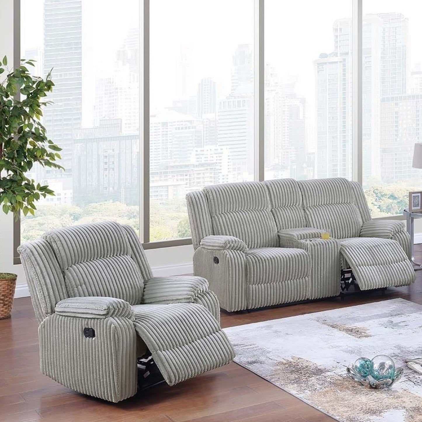 Modern Living Room Set With Pillow Arms