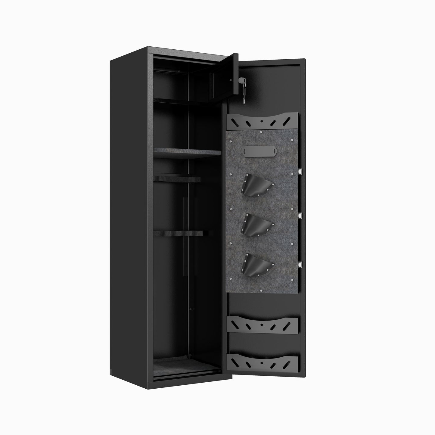 High Large Capacity Mechanical Gun Safe For Rifles & Handguns, Digital Password Lock, Built In Independent Lock Box, Adjustable Shelves - Black