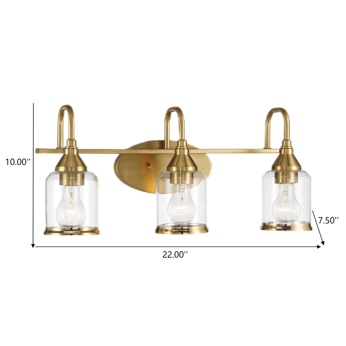 Twilight - 3 Lights Brush Contemporary Vanity Light - Clear / Gold