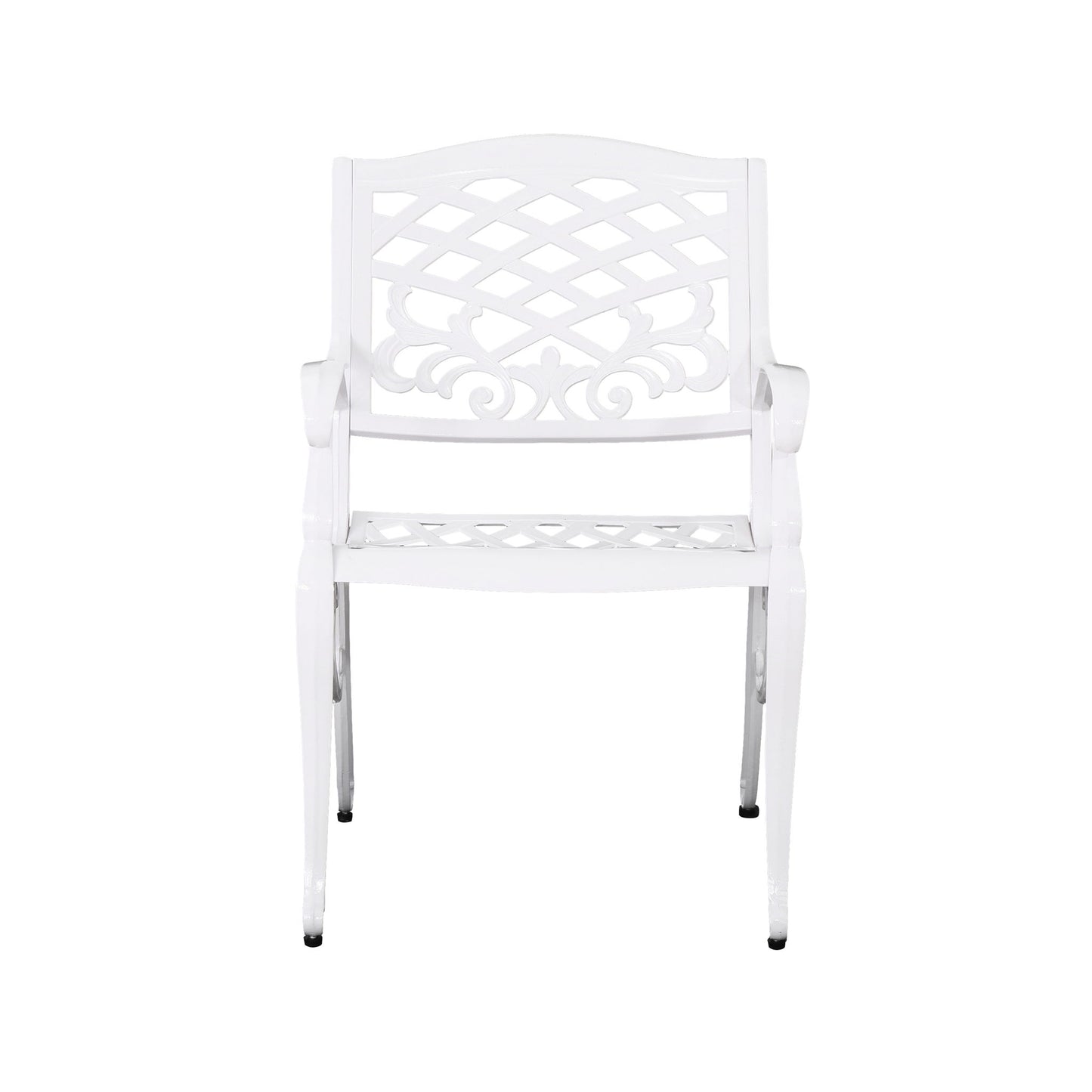 Unravel - Outdoor Arm Chair With Scroll Design And Floral Accents (Set of 2) - White