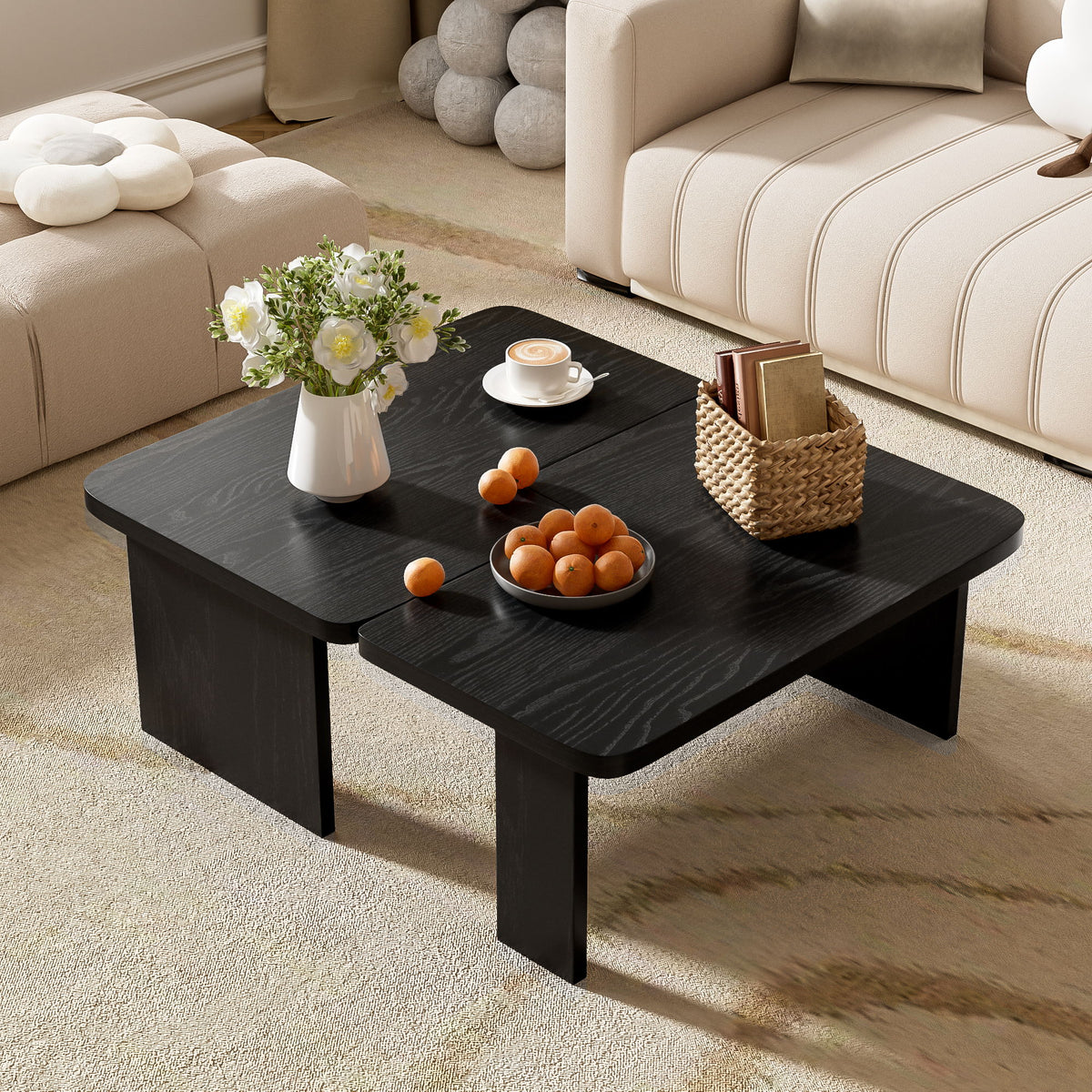 Modern Minimalist Coffee Table Set With Splicing Design