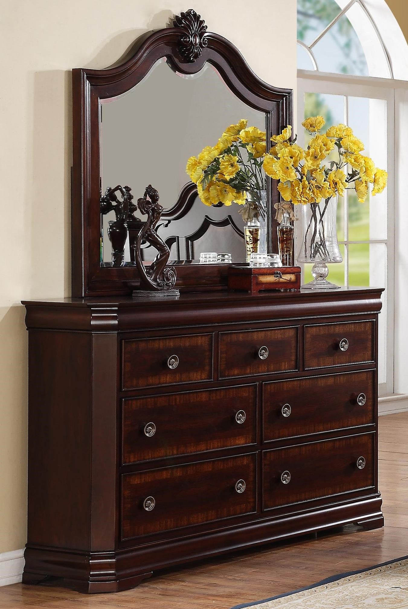 7 Drawer Dresser and Traditional Mirror Combo Elite Furniture 7 Drawer Dresser and Traditional Mirror Combo Elite Furniture