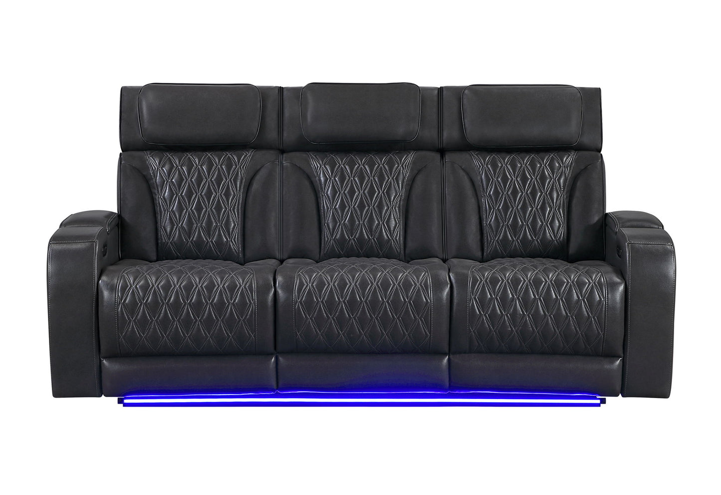 U8611 - Power Reclining Sofa With Power Headrest And LED - Charcoal