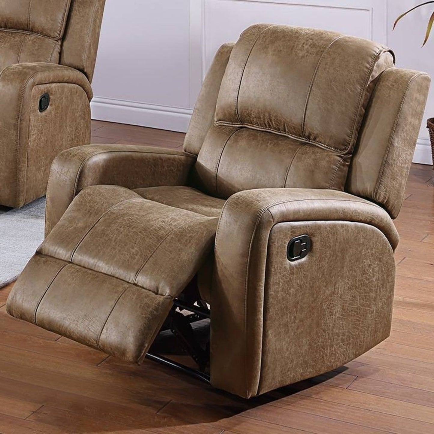 Modern Style Manual Recliner With Square Arms And Tufted Design