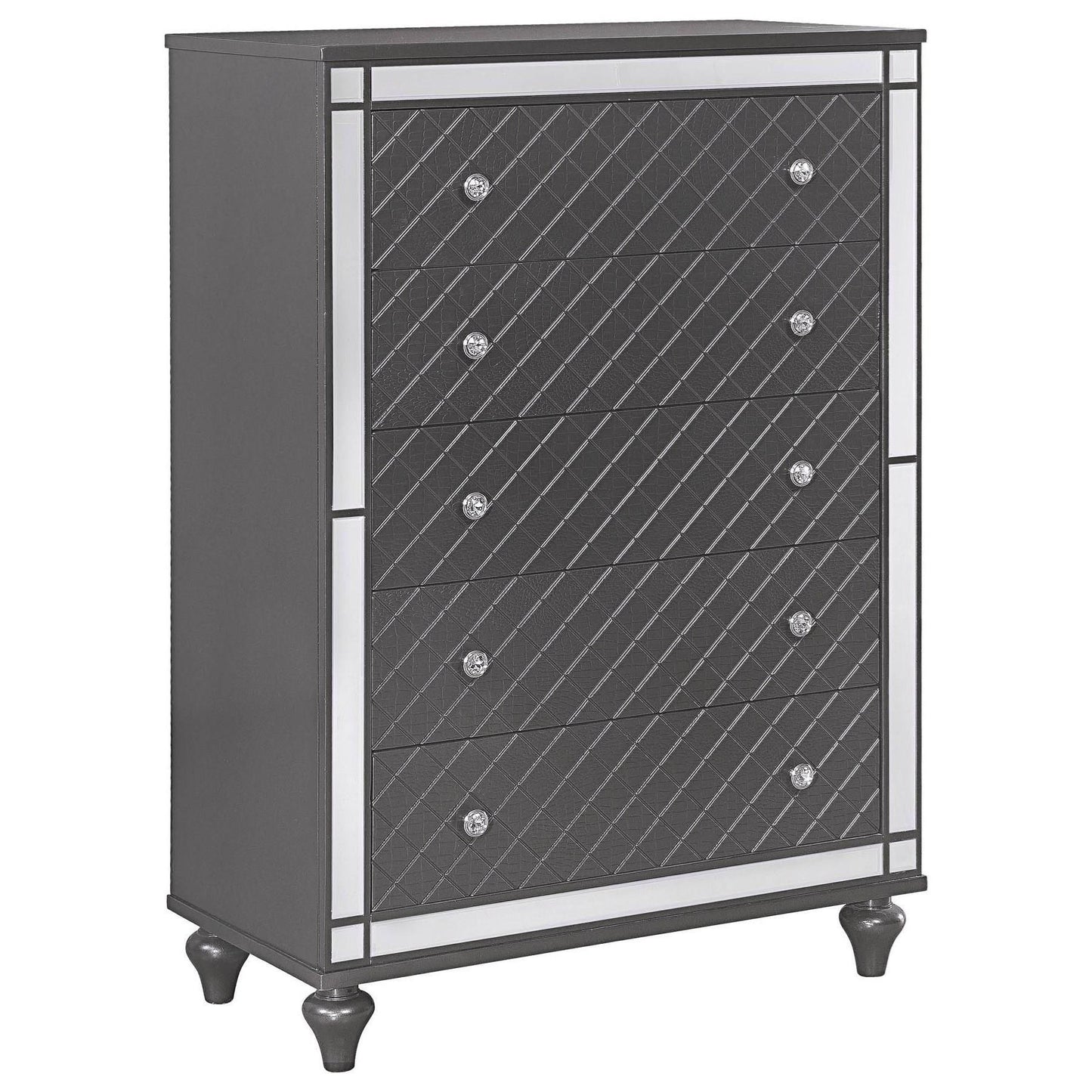 Glam 5-Drawer Chest with Mirror Plating