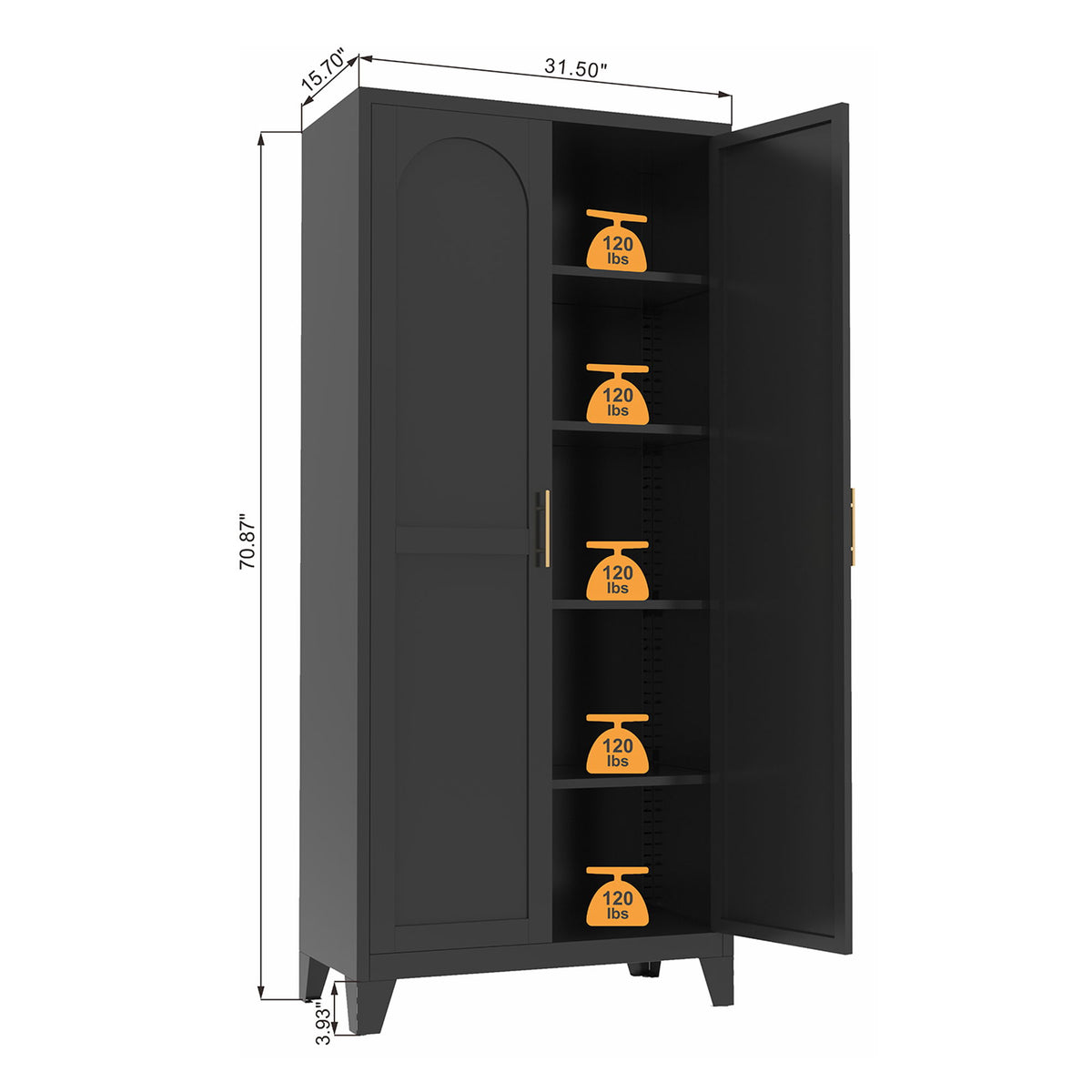Shapely Doors Cabinet, Metal Storage Cabinet With Doors And Adjustable Shelves