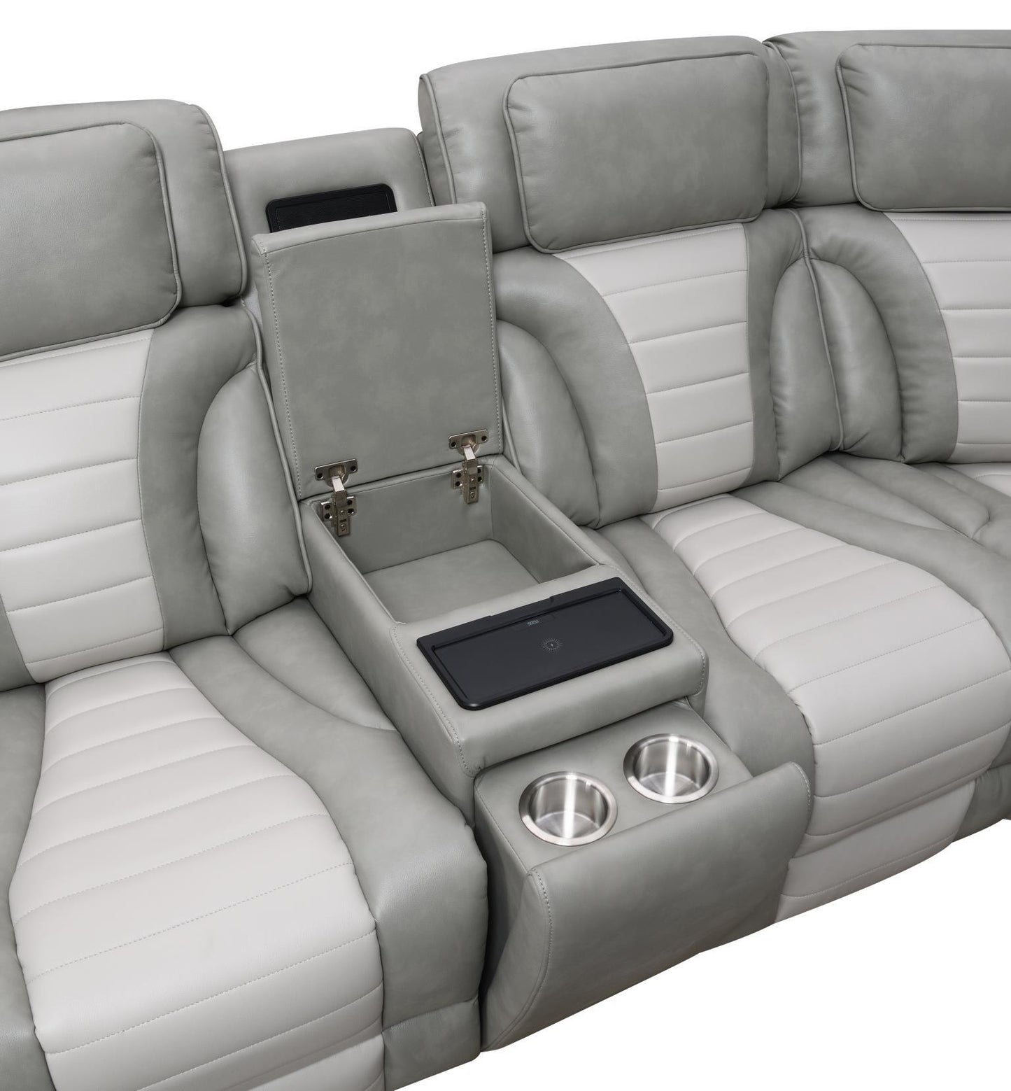 U58 - Power 3 Piece Sectional With Bluetooth Speaker And Wireless Charger - Gray