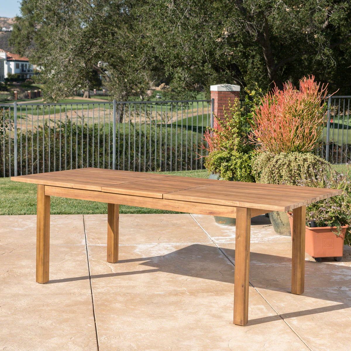 Wilson - Expandable Dining Table With Slat Design - Teak Acacia Wood