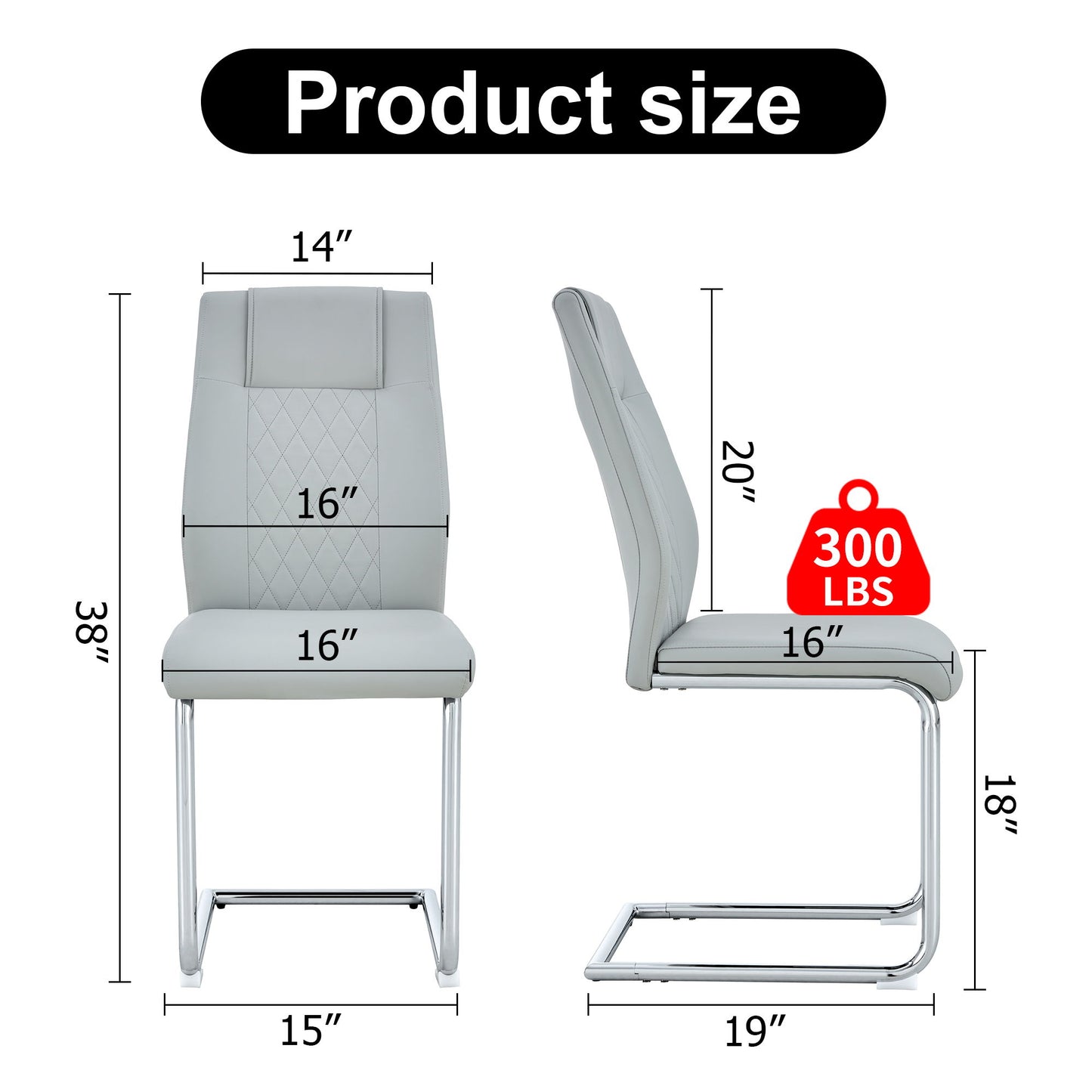 Modern Dining Chairs With Padded Seat, Metal Legs