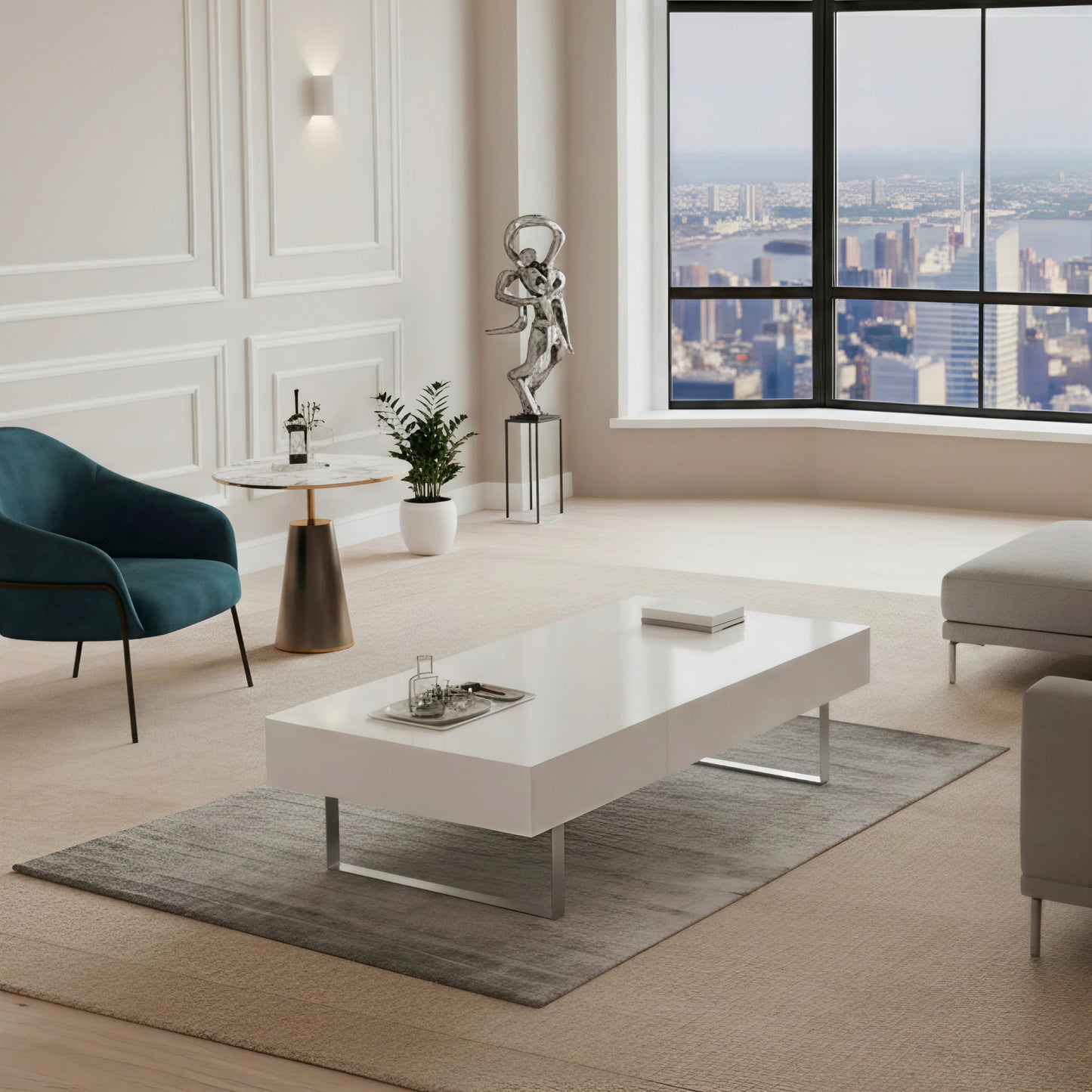 Rectangular Coffee Table With Hidden Storage