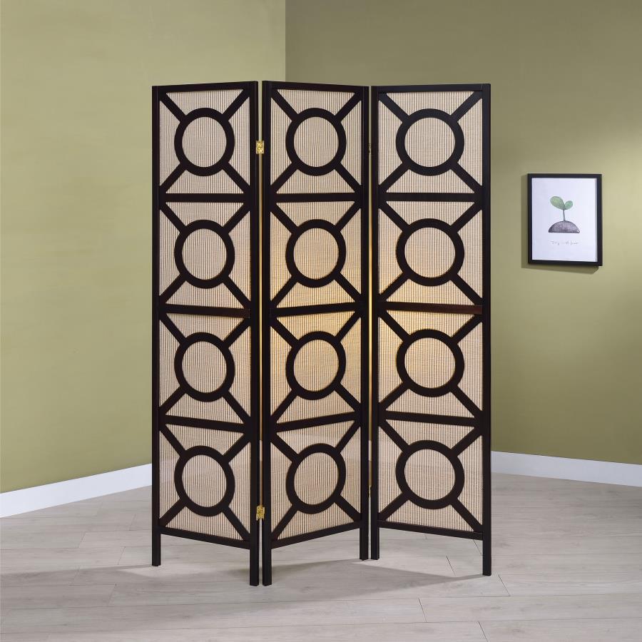 Vulcan - 3 Panel Room Divider Folding Shoji Screen - Cappuccino