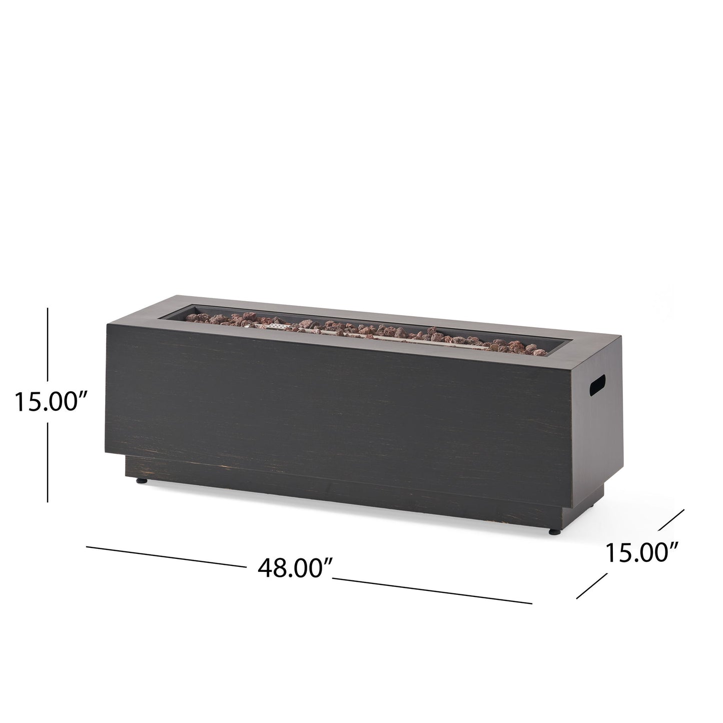 Modern Rectangular Iron Fire Pit 50,000 Btu