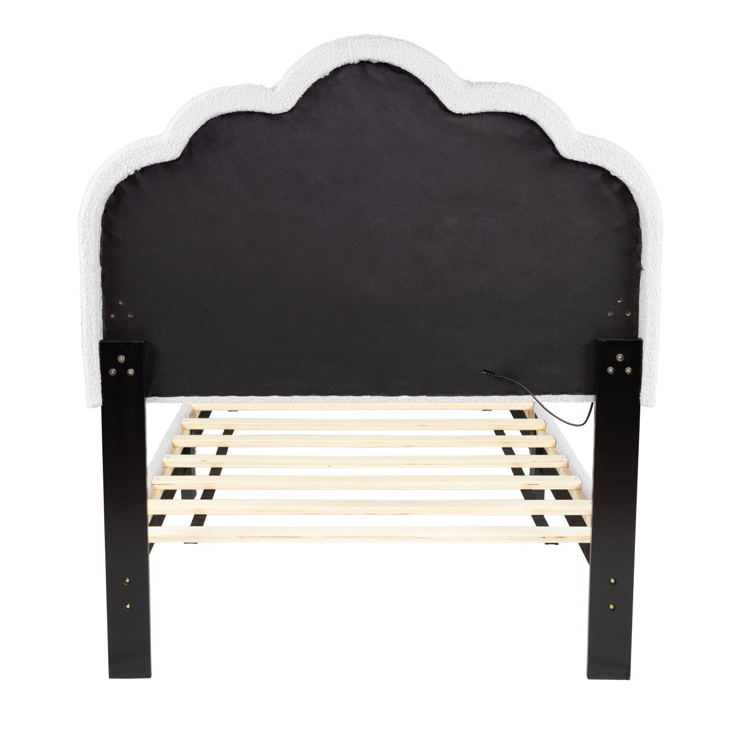 Bed With Floral Design Headboard And Built In LED Lighting