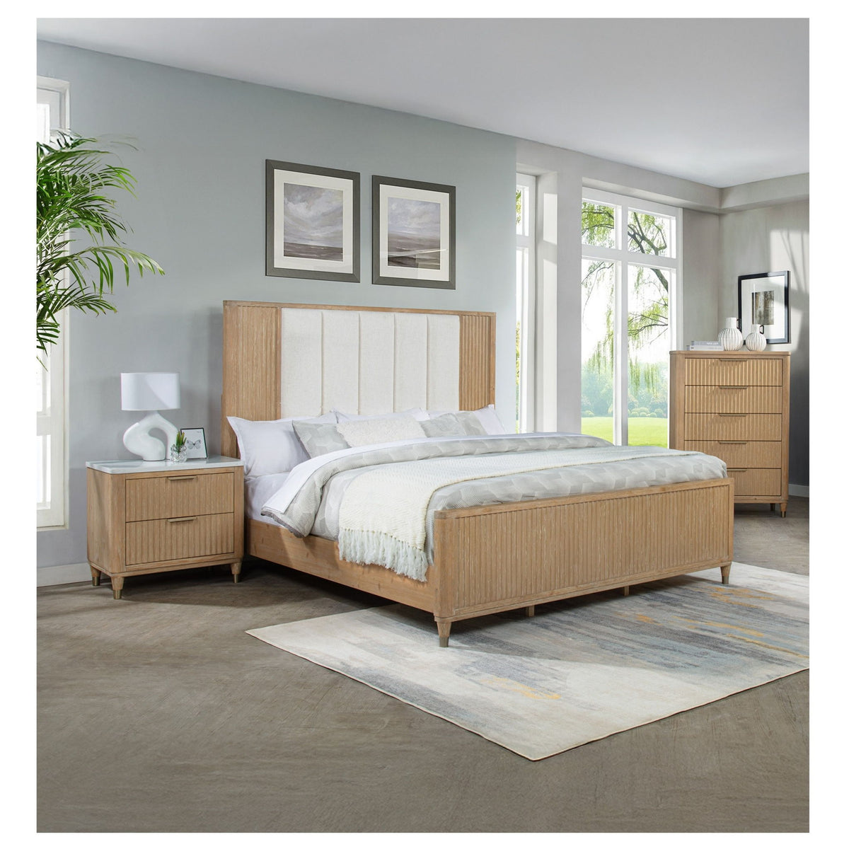 Tall Chest With Full Extension Glides And Accents, Storage Cabinet - Natural Wood