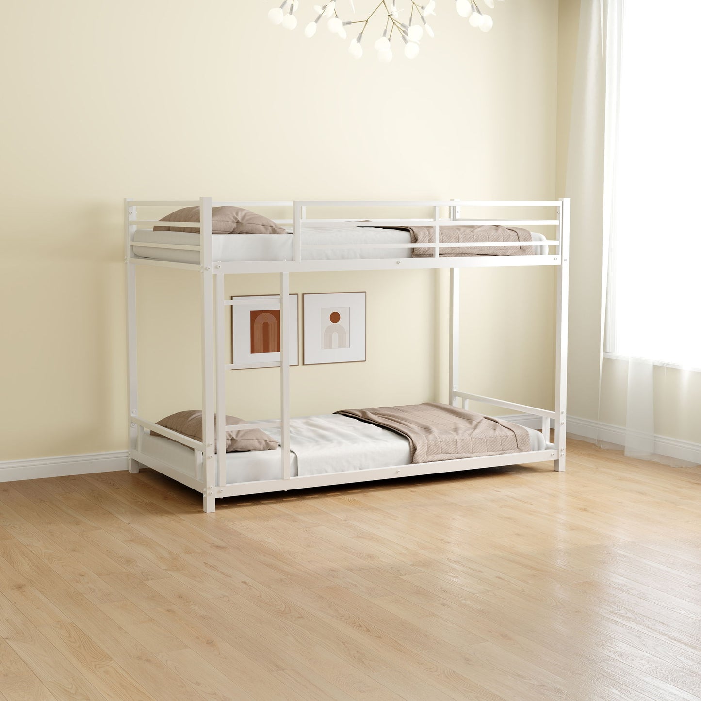 Bunk Bed With Noise Reduction And Safety Guardrail