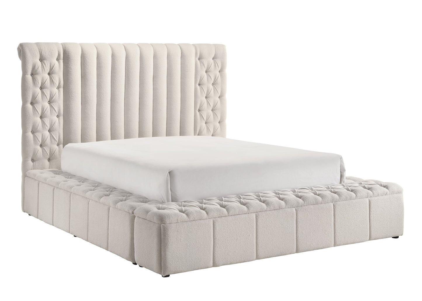 Danbury Contemporary White Upholstered Storage Bed - Queen
