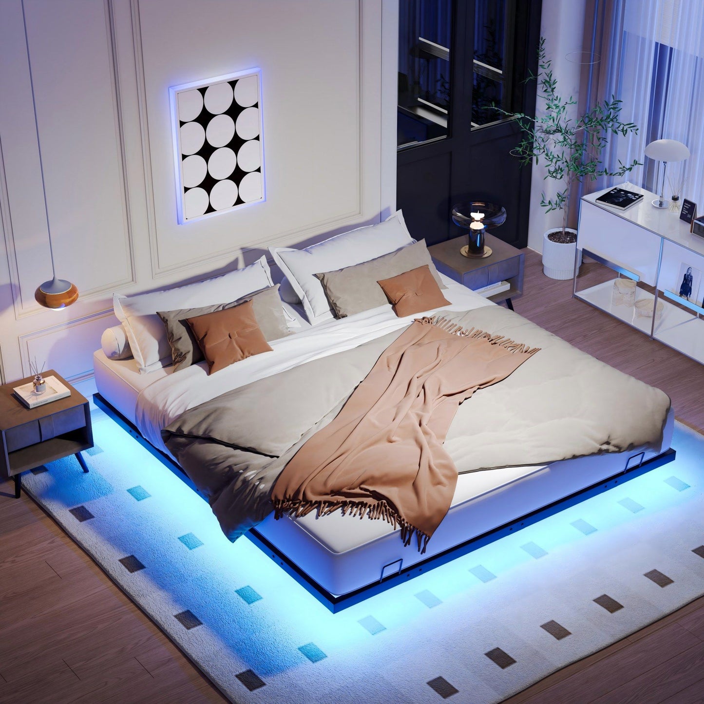 Floating Bed Frames With LED Lights