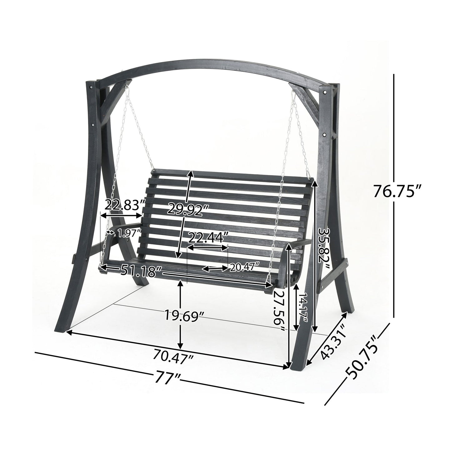 San Juan - Outdoor Swinging Loveseat With Support