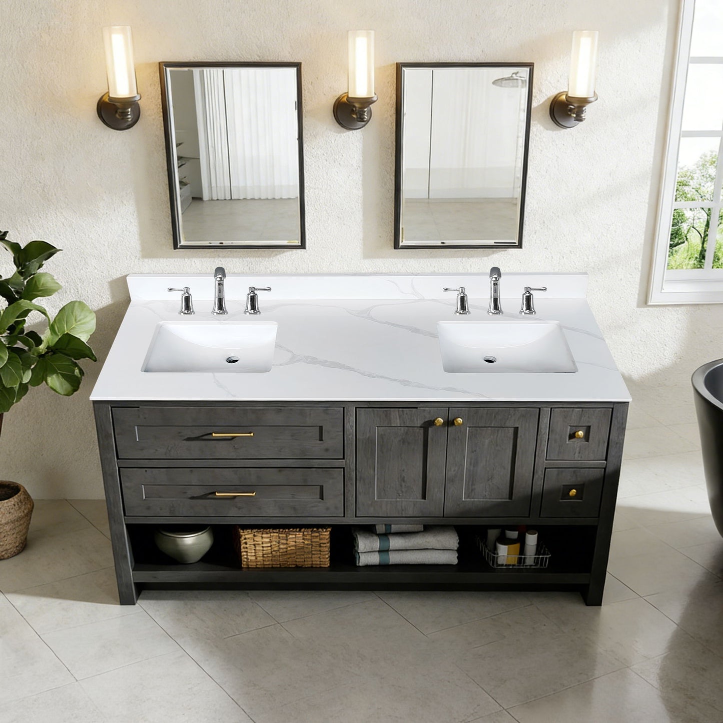 Bathroom Vanity Top With Undermount Sink, 3 Pre Drilled Holes