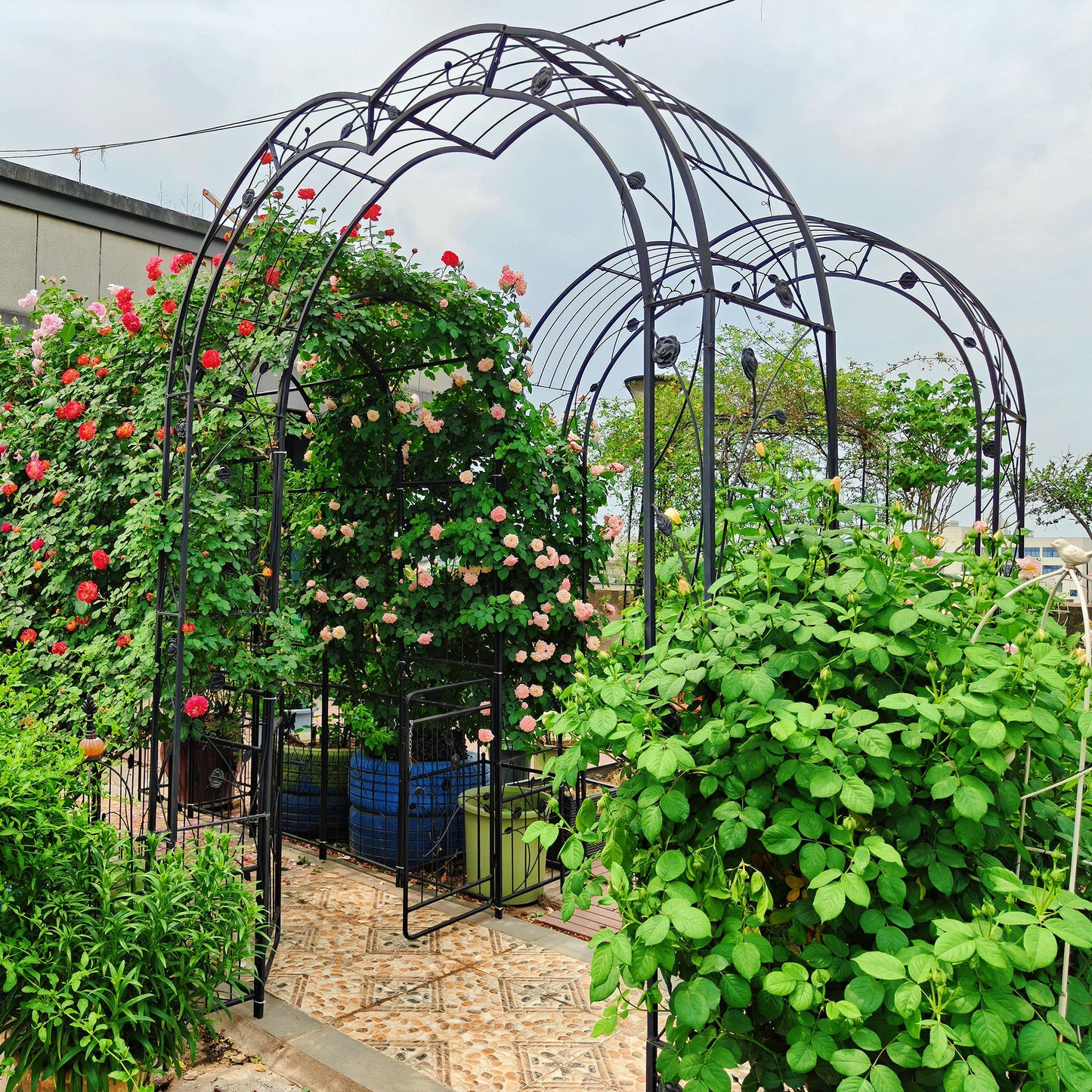Metal Garden Arch Assemble Freely With 8 Styles Garden Arbor Trellis Climbing Plants Support Rose Arch