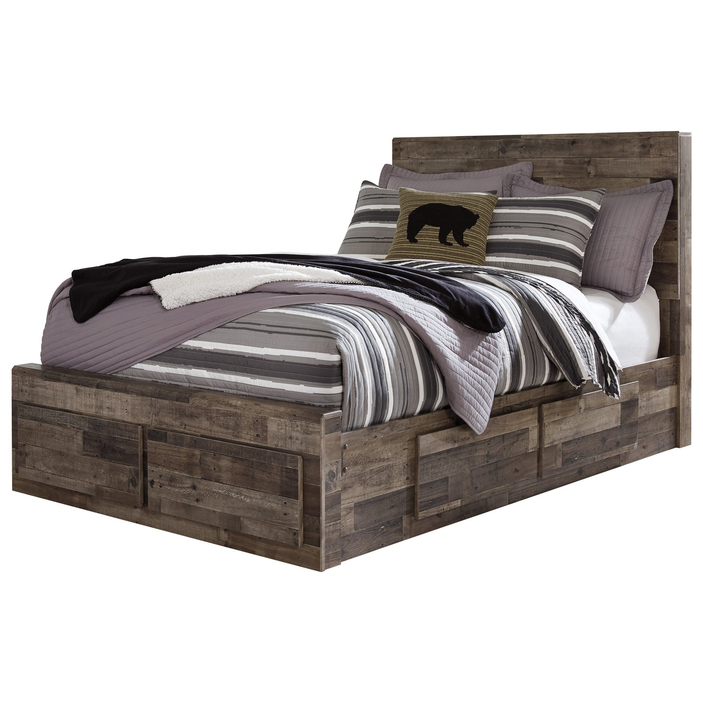 Rustic Modern Full Storage Bed with 6 Drawers
