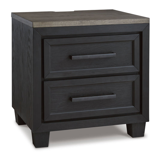 Contemporary Two-Tone 2-Drawer Nightstand with USB and Power Outlets