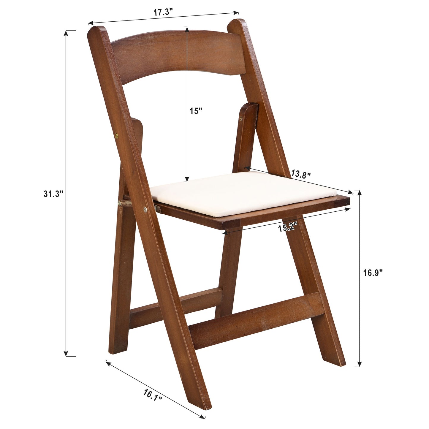 Solid Wood Upholstered Folding Chair Set, Dining Room (Set of 4)