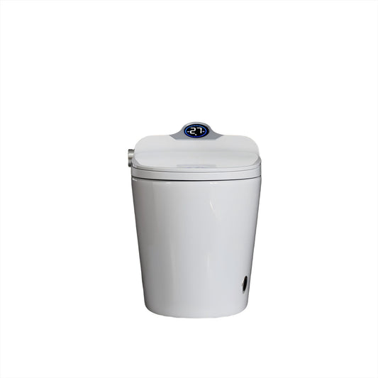 Smart Toilet Bidet Combo With Foot Sensor, LED Display, Heated Seat And Airflow, Ceramic - White