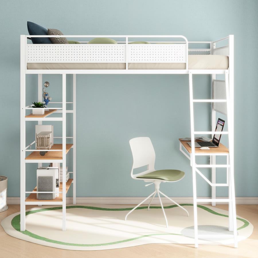Campus - 3-Shelf Metal Twin Workstation Loft Bed