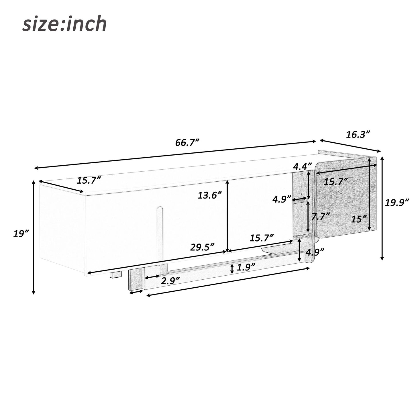 TV Stand For TVs Up To 70", TV Cabinet, 1 Drawer, 2 Cabinets And Adjustable Shelves For Living Room - White